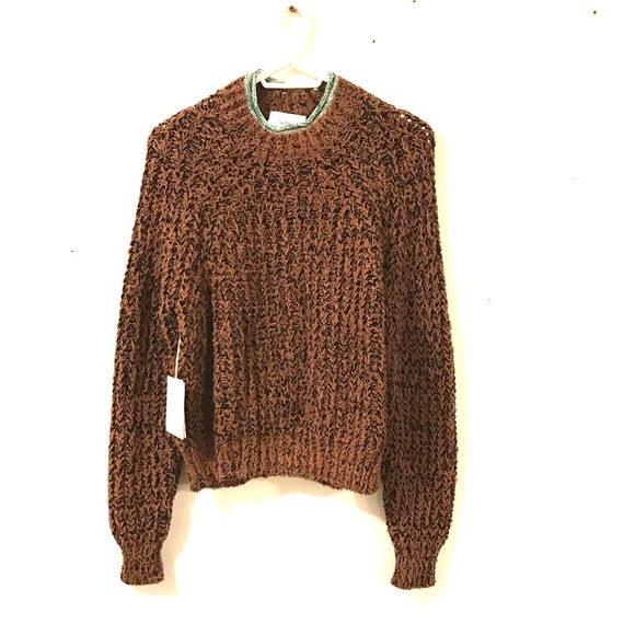 Aritzia Sweaters - NWT Aritzia Wilfred sweater women L brown/black cotton chunky cozy bohemian
